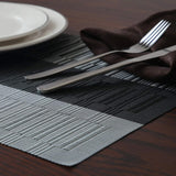 Set de Table en Plastique Rigide de Design Noir Gris Foncé Rectangulaire Haute Qualité (4 Pièces)