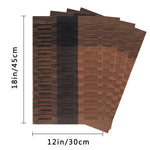 Set de Table en Plastique Rigide de Design Rectangulaire Marron Noir Haute Qualité (4 Pièces)