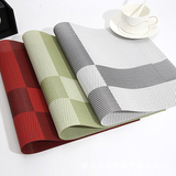 Set de Table en Plastique Rigide de Design Rectangulaire Vert Beige Haute Qualité (4 Pièces)