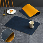 Set de Table Simili Cuir Luxe Bleu Nuit & Moutarde