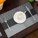 Set de Table en Plastique Rigide de Design Noir Gris Foncé Rectangulaire Haute Qualité (4 Pièces)