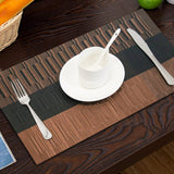 Set de Table en Plastique Rigide de Design Rectangulaire Marron Noir Haute Qualité (4 Pièces)