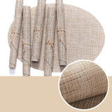Set de Table Rond Ovale Style Bambou Beige en Plastique Tissu PVC (2 Pièces)