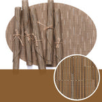 Set de Table Rond Ovale Style Bambou Marron en Plastique Tissu PVC (2 Pièces)