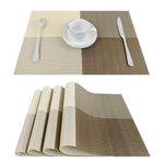 Set de Table Beige Marron Haute Qualité en Plastique Rigide de Design Rectangulaire (4 Pièces)