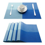 Set de Table en Plastique Rigide de Design Rectangulaire Bleu Haute Qualité (4 Pièces)