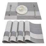 Set de Table en Plastique Rigide de Design Rectangulaire Gris Haute Qualité (4 Pièces)