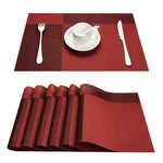 Set de Table en Plastique Rigide de Design Rectangulaire Rouge Foncé Haute Qualité (4 Pièces)