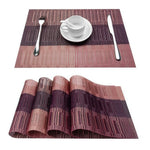 Set de Table en Plastique Rigide de Design Rectangulaire Marron Rouge Haute Qualité (4 Pièces)