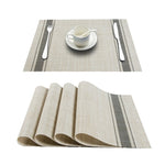Set de Table en Plastique Rigide de Design Rectangulaire Blanc et Gris Haute Qualité (4 Pièces)