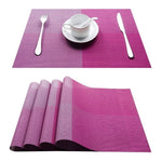 Set de Table en Plastique Rigide de Design Rectangulaire Rose Haute Qualité (4 Pièces)