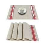 Set de Table en Plastique Rigide de Design Rectangulaire Blanc et Rouge Haute Qualité (4 Pièces)