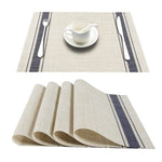 Set de Table en Plastique Rigide de Design Rectangulaire Blanc et Noir Haute Qualité (4 Pièces)