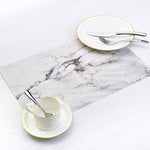 Set de Table Rigide Moderne Style Marbre Blanc de Luxe en Plastique (2 Pièces)