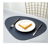 Set de Table Original Design Style Cuir Bleu Foncé Uni Rond Ovale Moderne