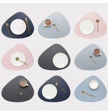 Set de Table Original Design Style Cuir Bleu Clair Uni Rond Ovale Moderne