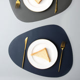 Set de Table Original Design Style Cuir Bleu Foncé Uni Rond Ovale Moderne