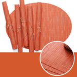 Set de Table Rond Ovale Style Bambou Orange en Plastique Tissu PVC (2 Pièces)