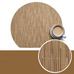 Set de Table Rond Coupé Style Bambou Marron en Plastique Vinyl
