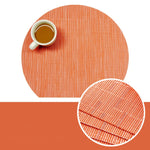 Set de Table Rond Coupé Style Bambou Orange en Plastique Vinyl