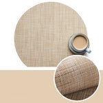 Set de Table Rond Coupé Style Bambou Beige en Plastique Vinyl