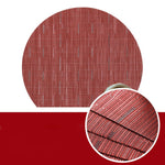 Set de Table Rond Coupé Style Bambou Rouge en Plastique Vinyl